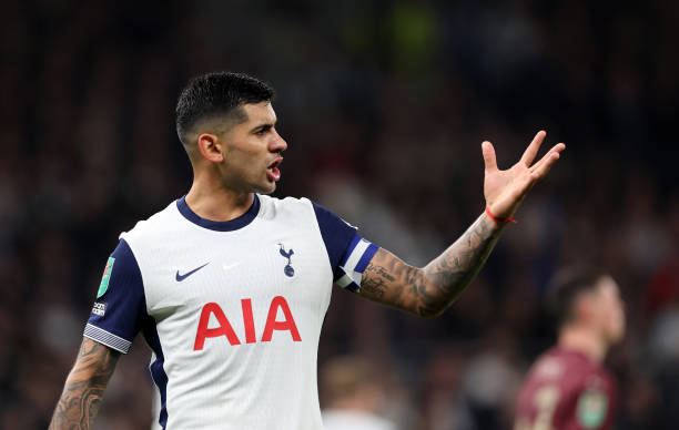 Cristian Romero in action for Tottenham