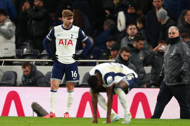 Timo Werner looks dejected after Spurs defeat