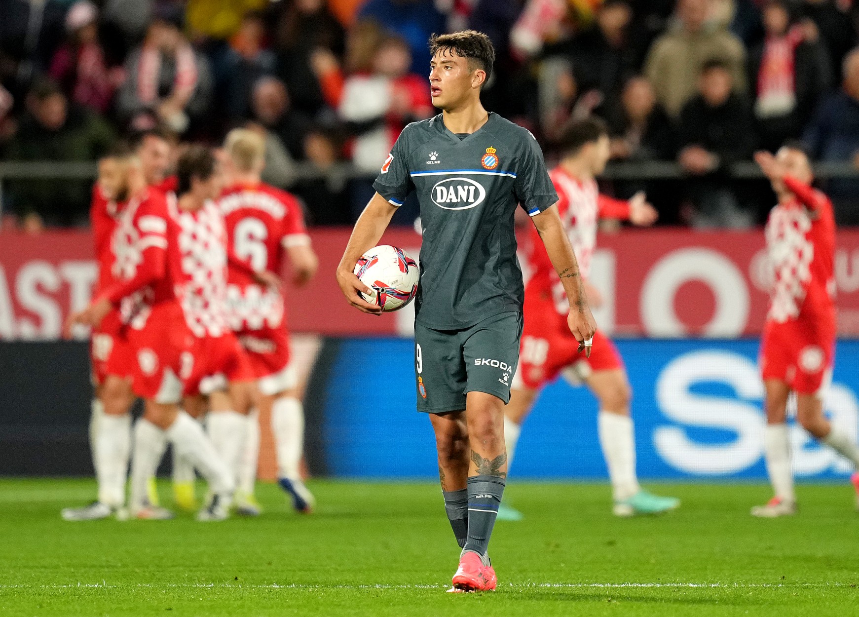 Alejo Veliz of RCD Espanyol looks dejected