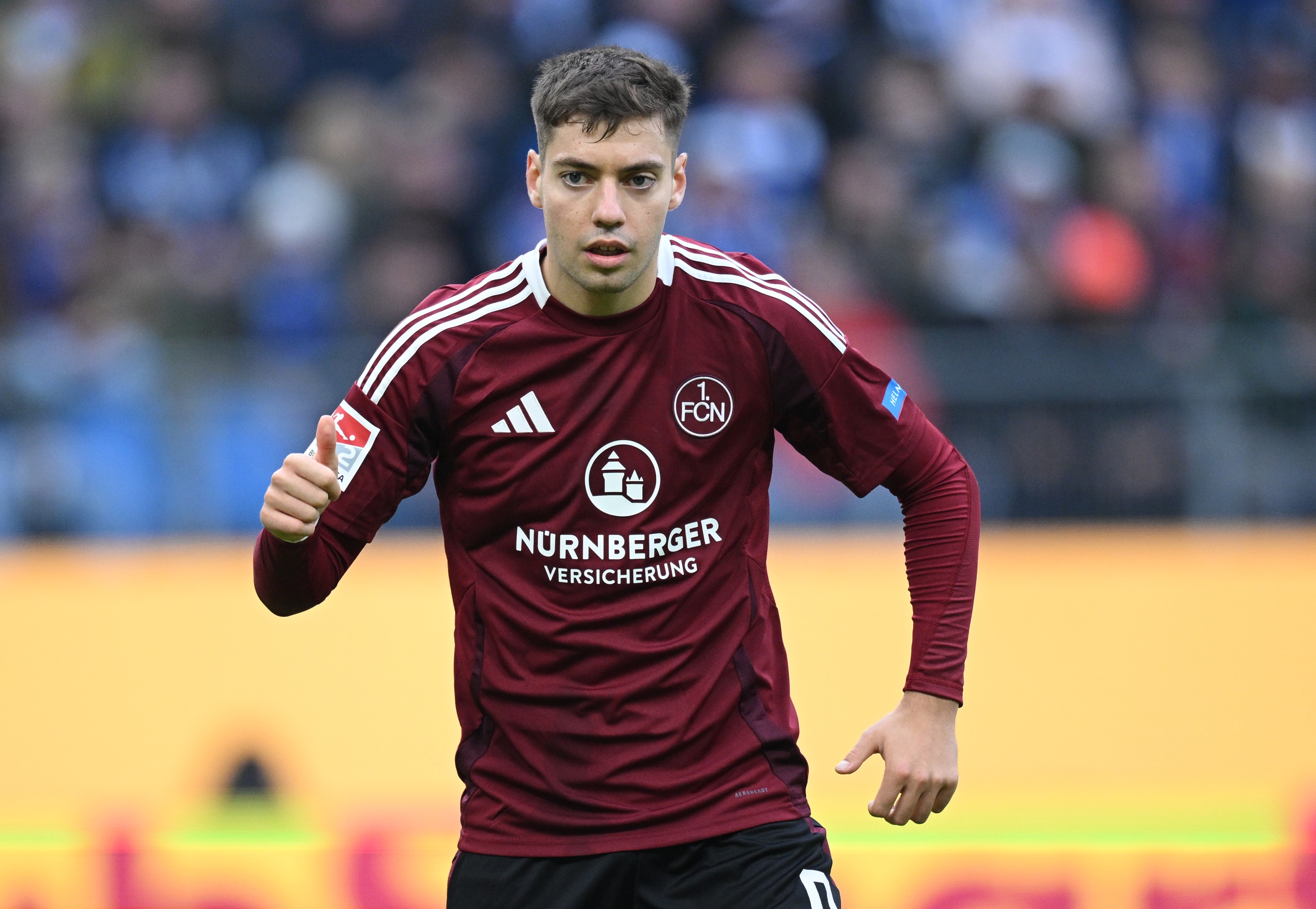 Stefanos Tzimas gestures during a match between Hamburger SV and 1. FC Nürnberg