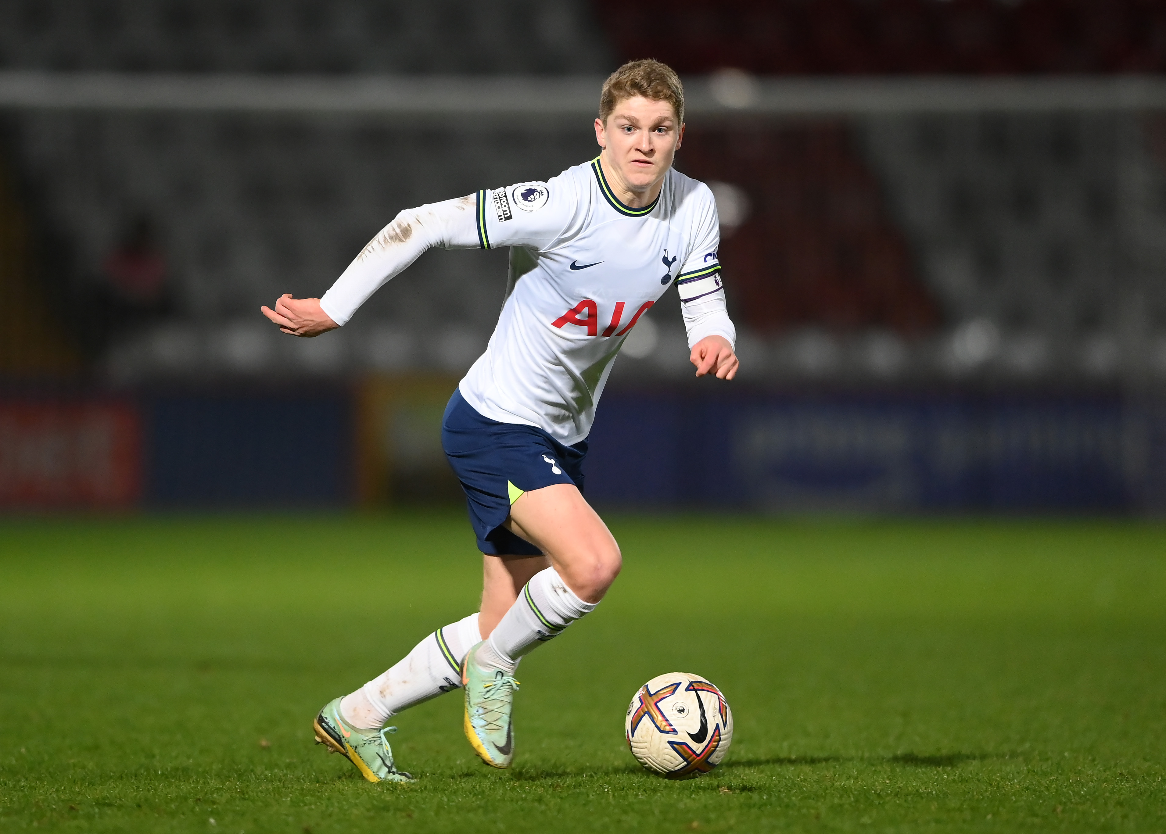 Matthew Craig in action during Tottenham Hotspur U21 v Manchester City U21