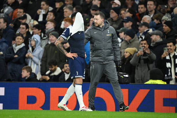 Spurs player Cristian Romero after suffering injury vs Chelsea