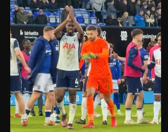 Kevin Danso and Guglielmo Vicario after win vs Ipswich