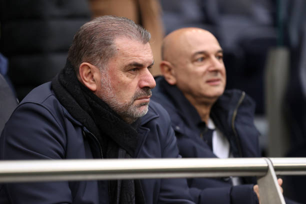 Tottenham manager Ange Postecoglou and chairman Daniel Levy