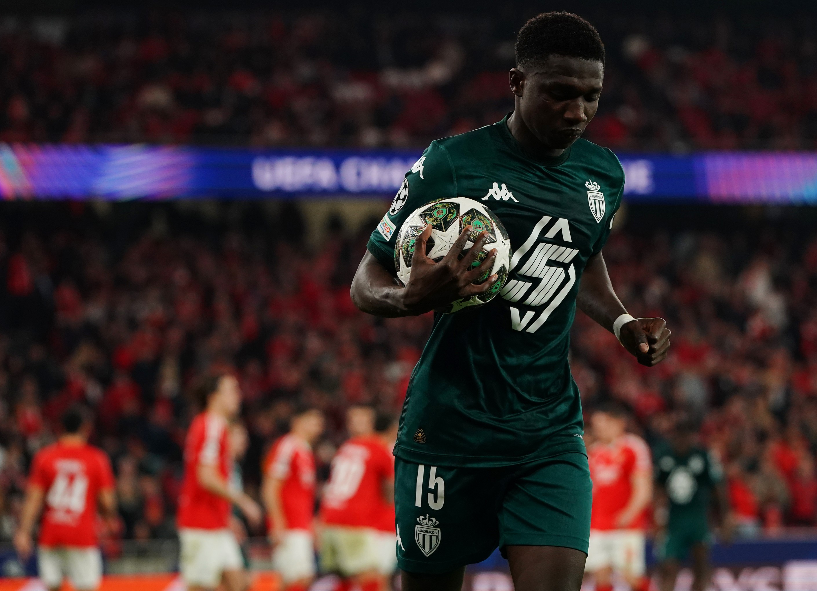Lamine Camara of AS Monaco during a UEFA Champions League game