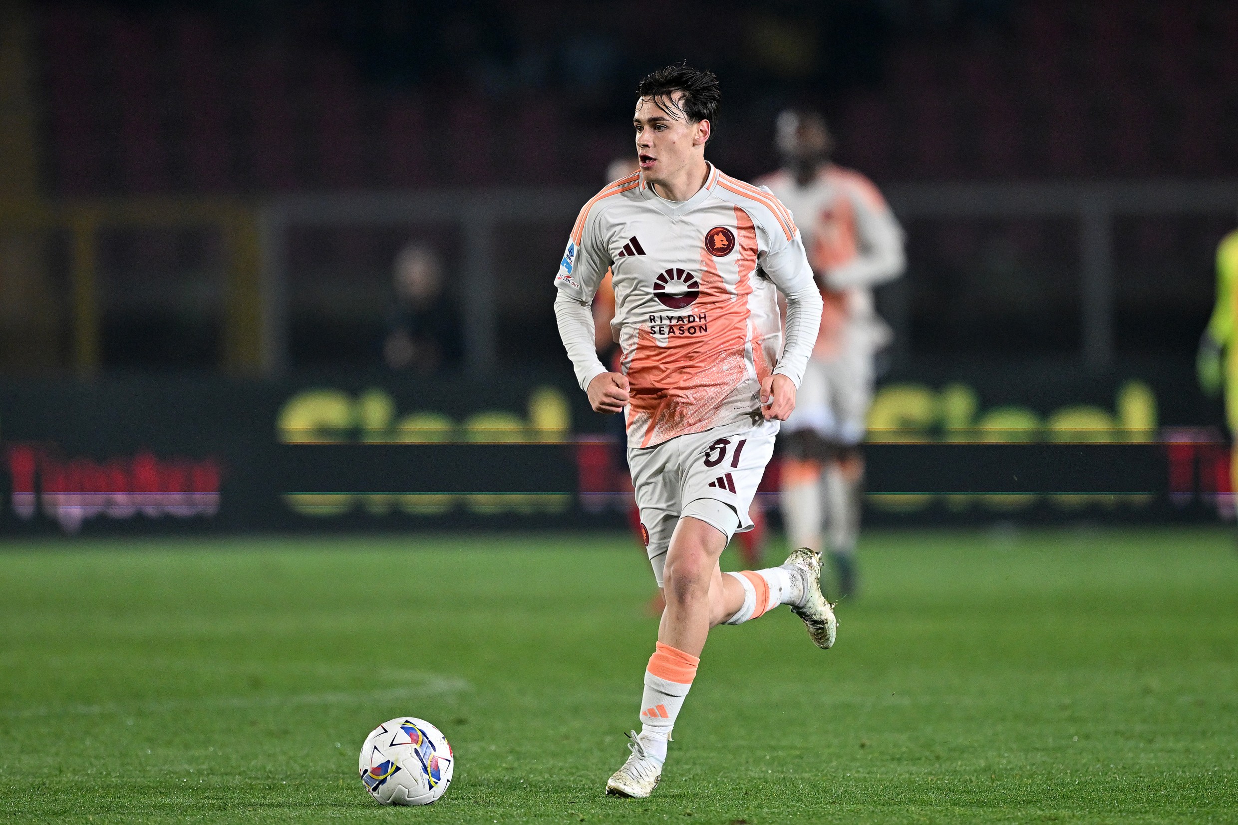 Niccolò Pisilli of AS Roma during the Serie A match against Lecce