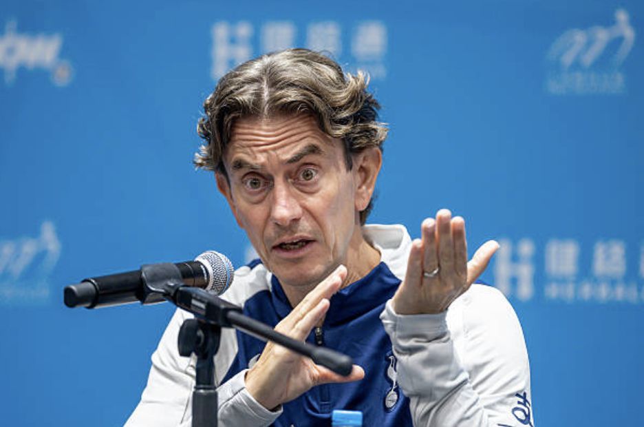 Tottenham Hotspur head coach Thomas Frank talks to media at the pre match press conference during Tottenham Hotspur FC Open Training & Press Conference at the Kai Tak Stadium on July 29, 2025 in Hong Kong, China. (Photo by Yu Chun Christopher Wong/Eurasia Sport Images/Getty Images)