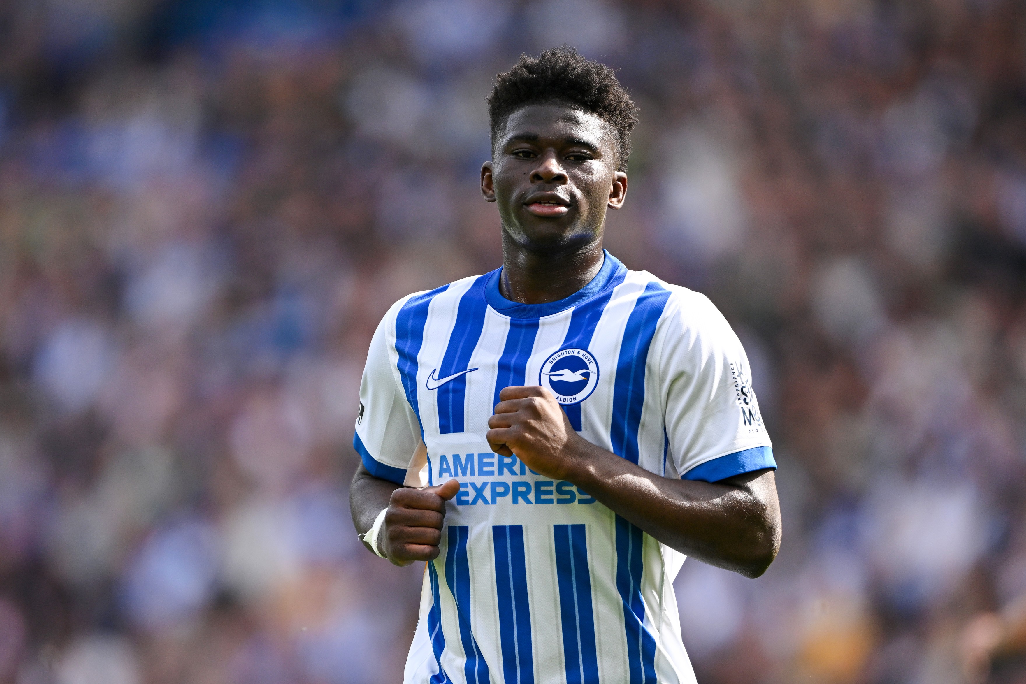 Carlos Baleba of Brighton & Hove Albion looks on during a Premier League match