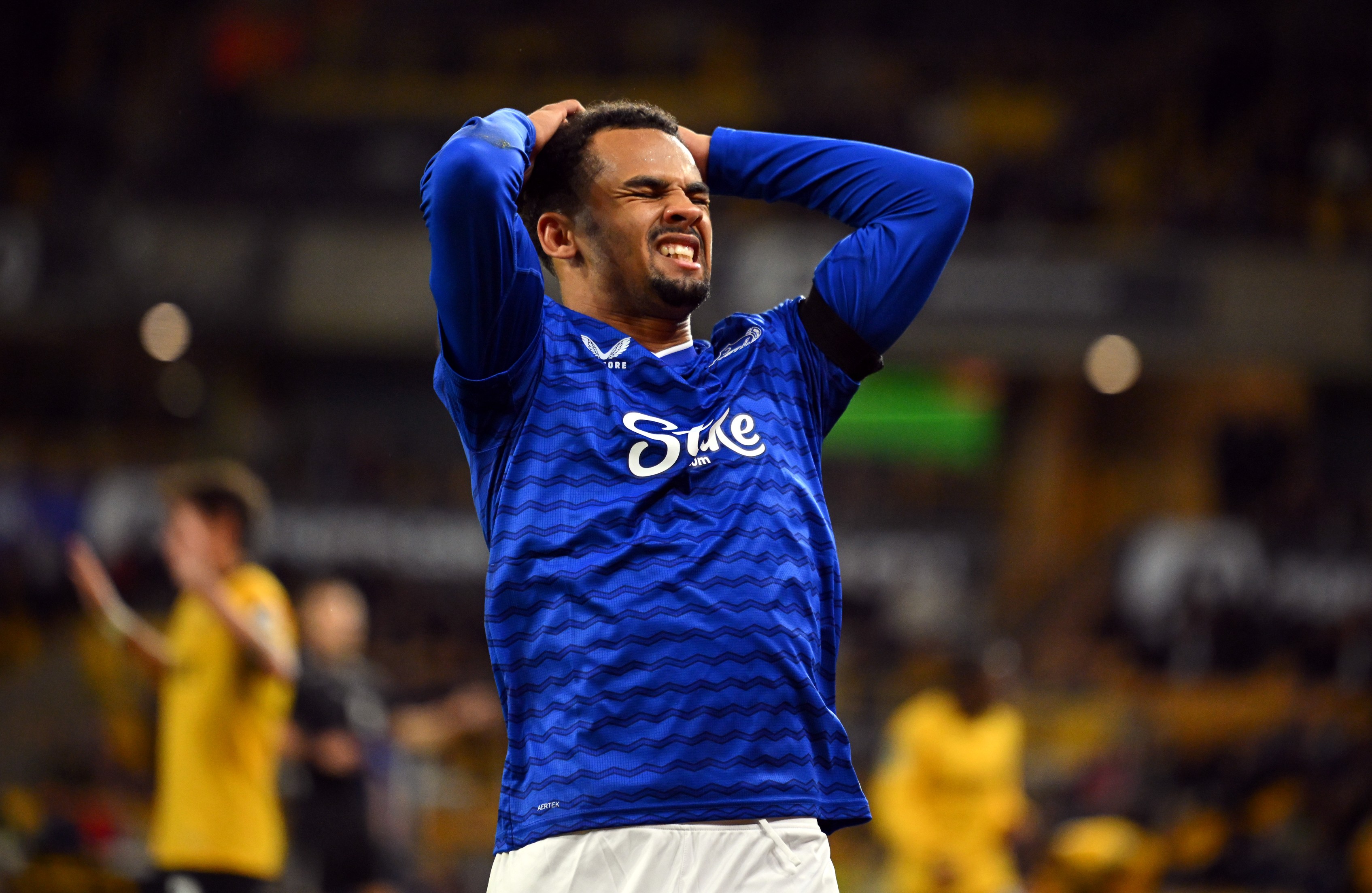 Iliman Ndiaye of Everton reacts after a missed chance