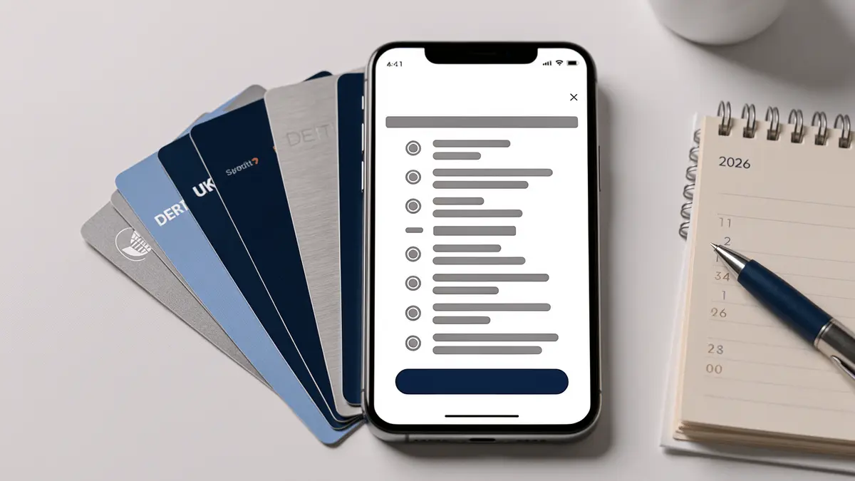 UK payment cards and smartphone showing payment method selection screen for 2026 casino alternatives guide