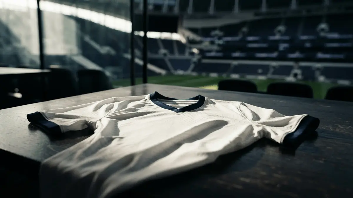 Tottenham jersey on negotiation table representing Djed Spence transfer talks with Everton