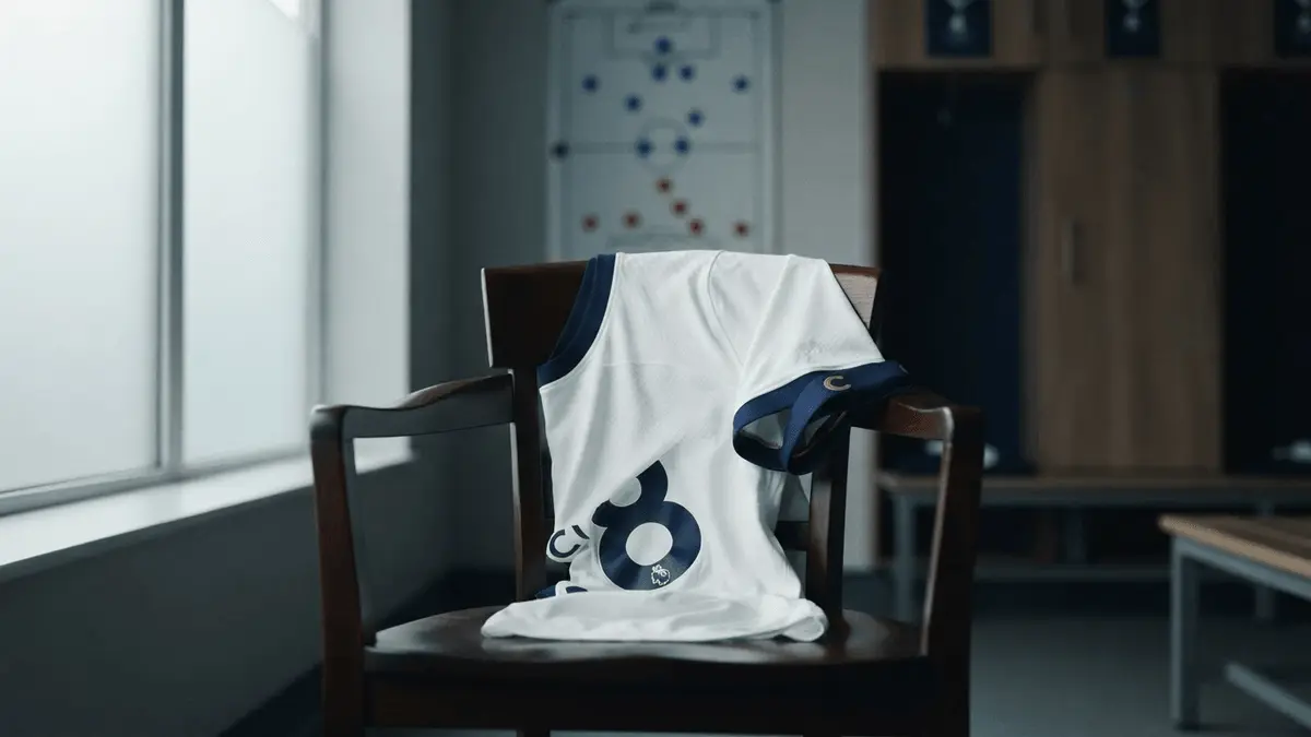 Football jersey in locker room suggesting transfer speculation and captain departure