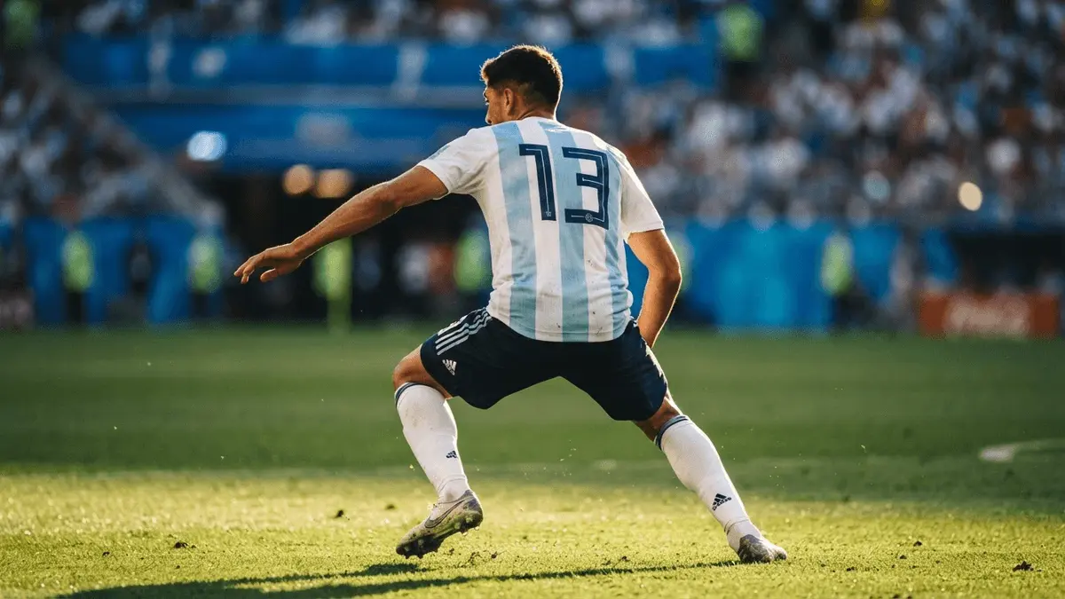 Argentina defender in action during World Cup match showcasing defensive intensity