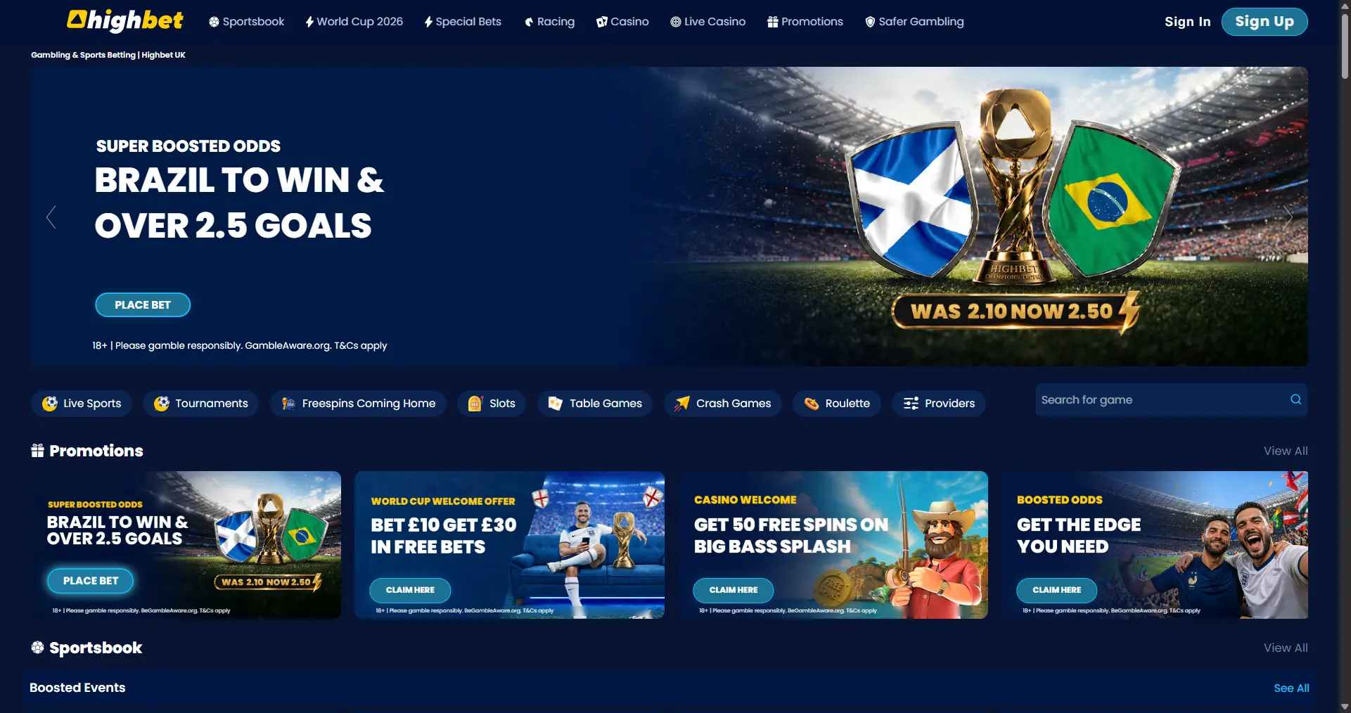 Highbet screenshot
