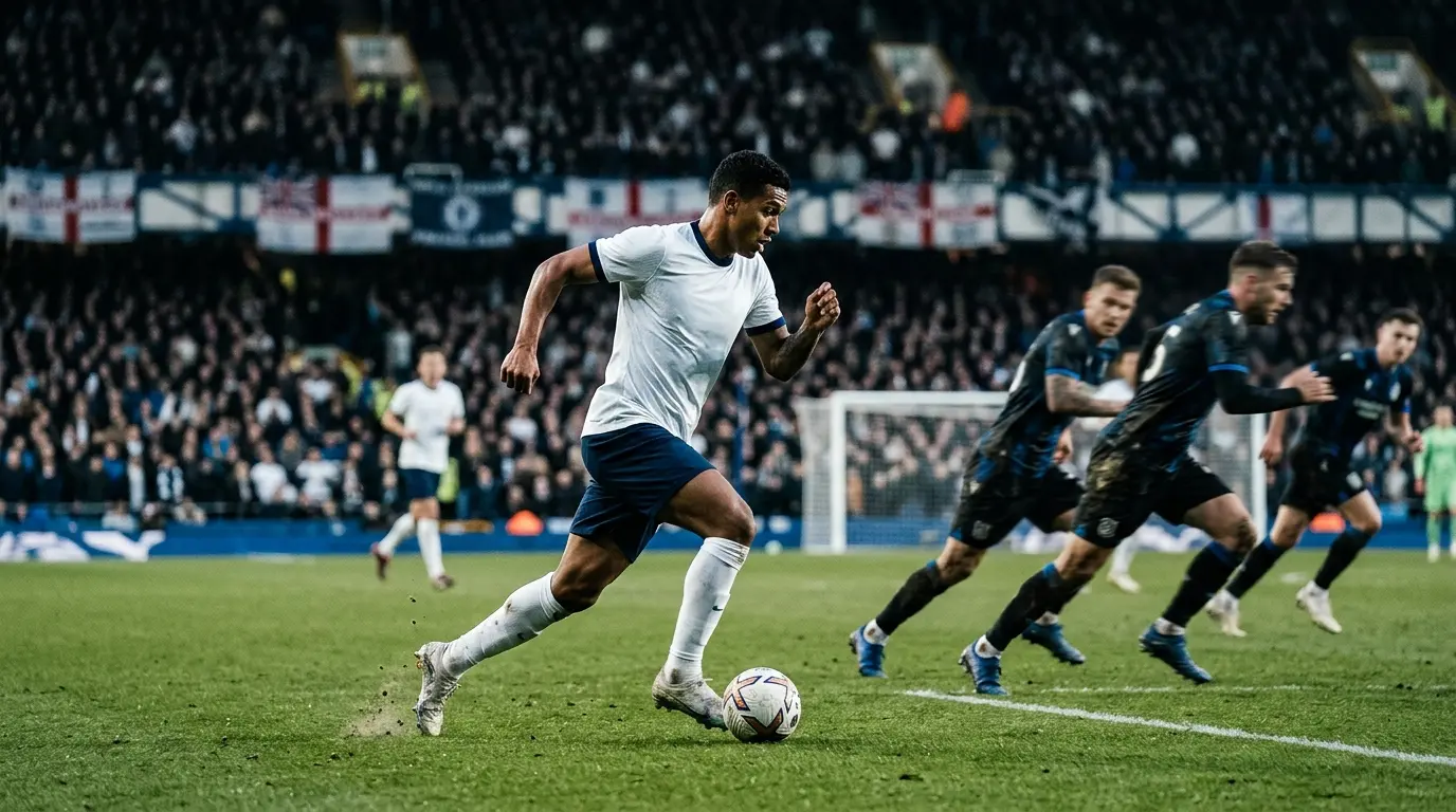 Savio drives forward during an energetic Tottenham cup victory under the stadium lights