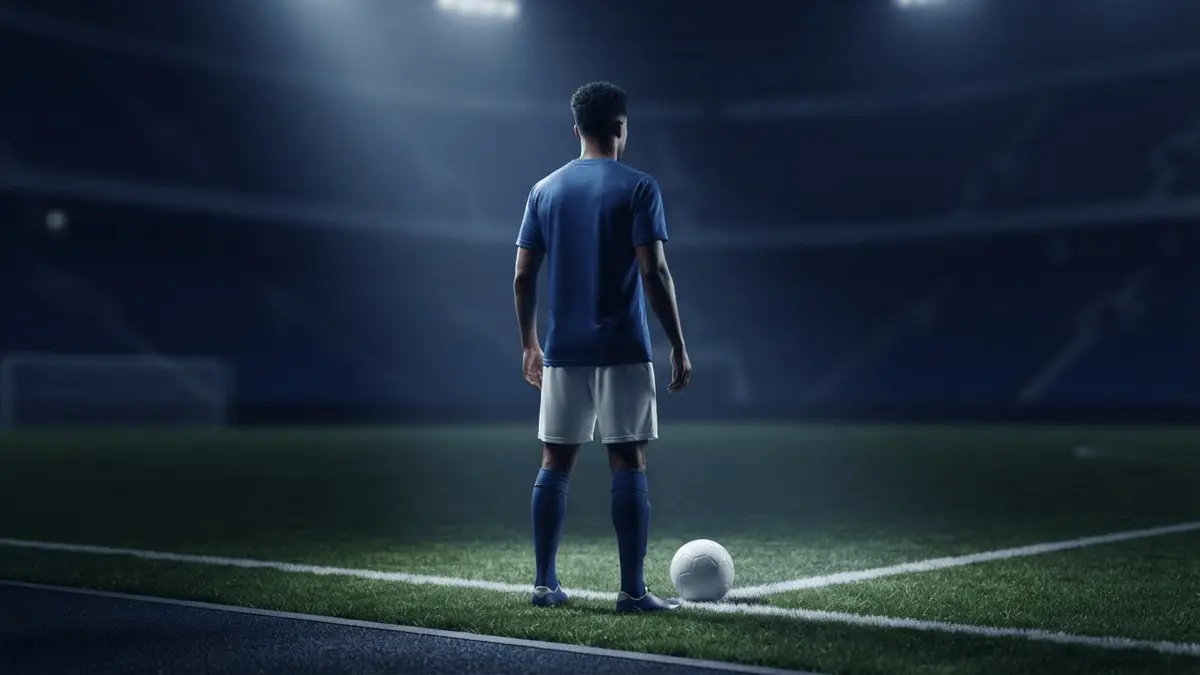 Brazilian winger-inspired footballer under stadium lights during a tense transfer decision