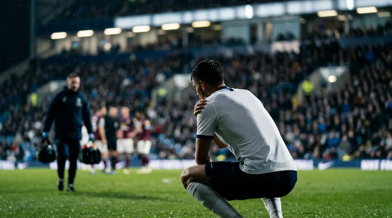Tottenham-inspired midfielder receives attention after a shoulder knock during a football match