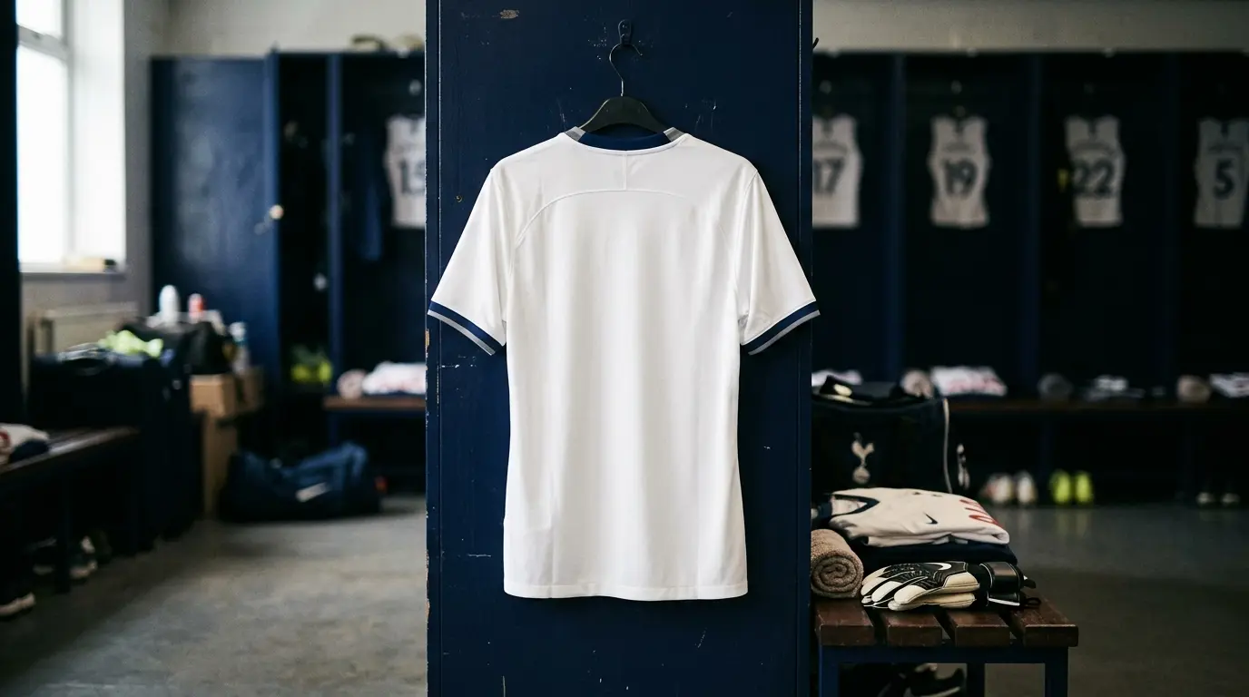 Tottenham shirts and goalkeeper gloves in a dressing room symbolizing the 2026-27 squad number changes