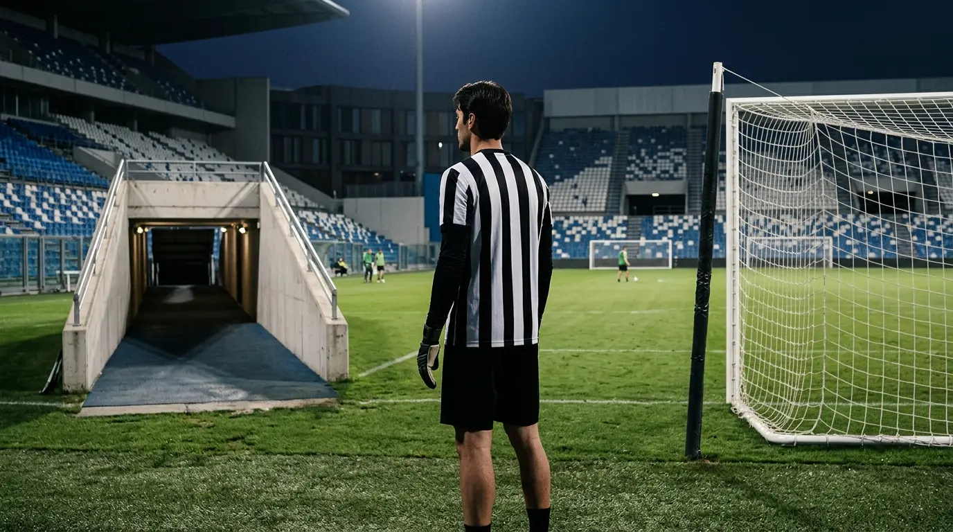Unidentified goalkeeper standing in a stadium as a possible Juventus transfer develops